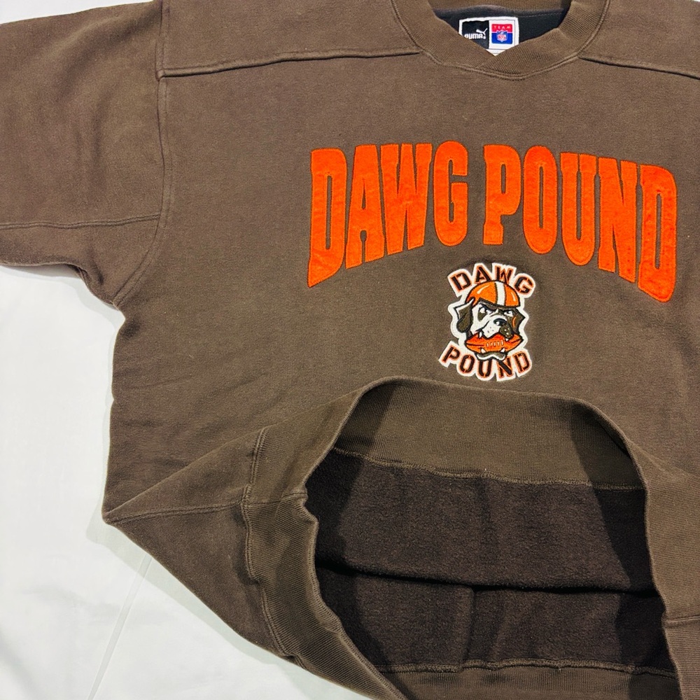 Vintage PUMA Cleveland Browns Dawg Pound Crewneck Sweater - Picture 5 of 8
